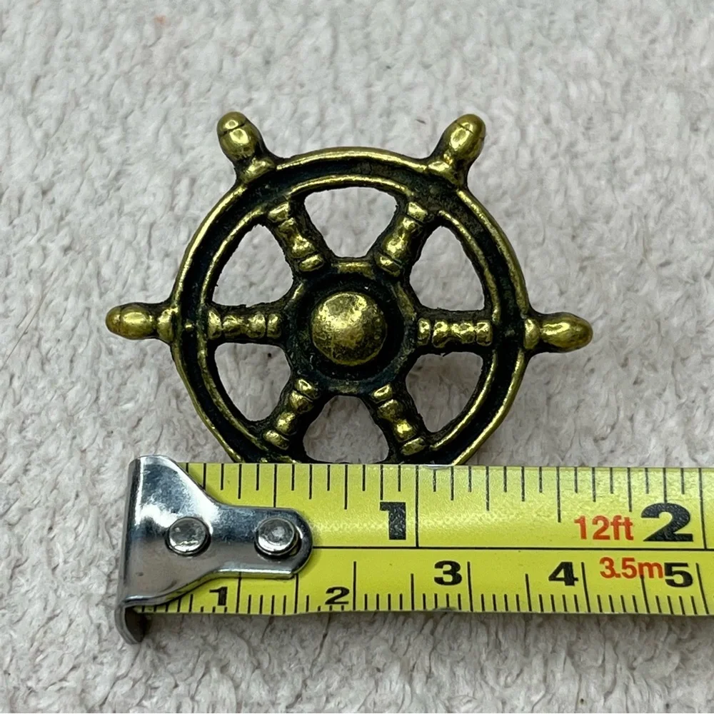 Vintage Solid Brass Boat Wheel Cabinet Door Knobs/Pulls-Keeler Company-Nautical